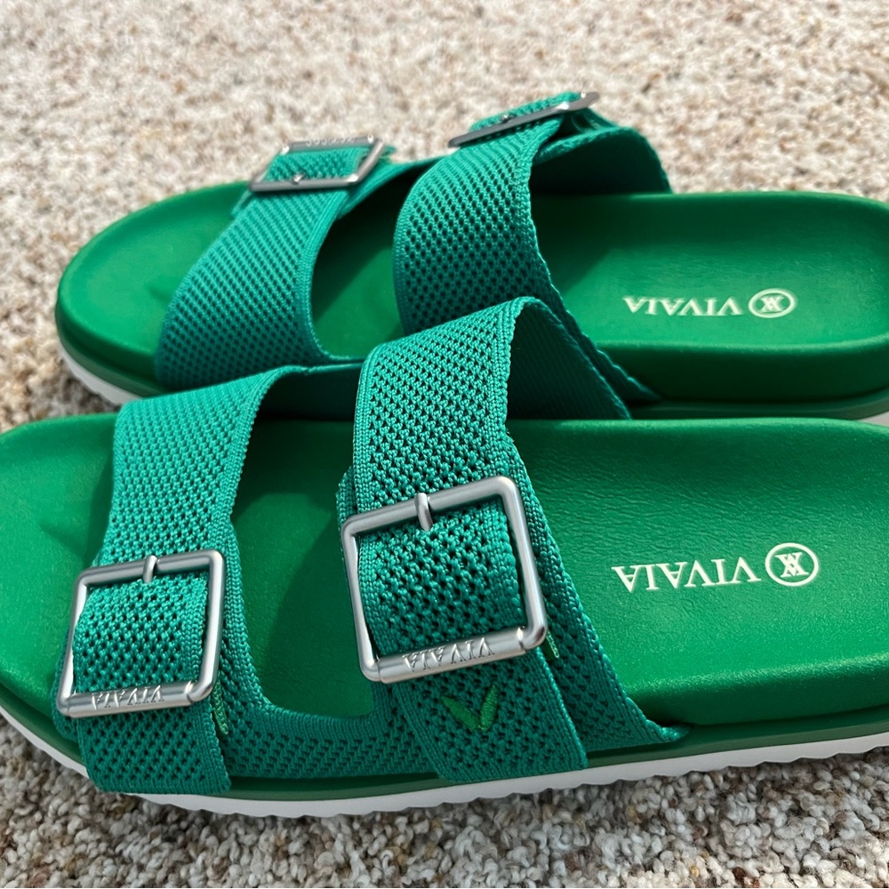 Green Slide Sandals with Adjustable Straps